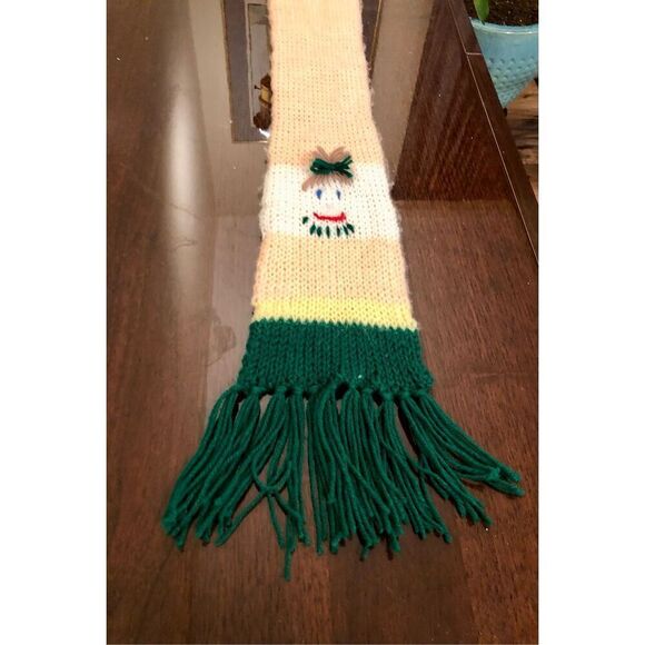 Vintage Handmade Knit Child’s/Small Scarf with Fringe, crocheted girl and boy fa - Picture 12 of 16